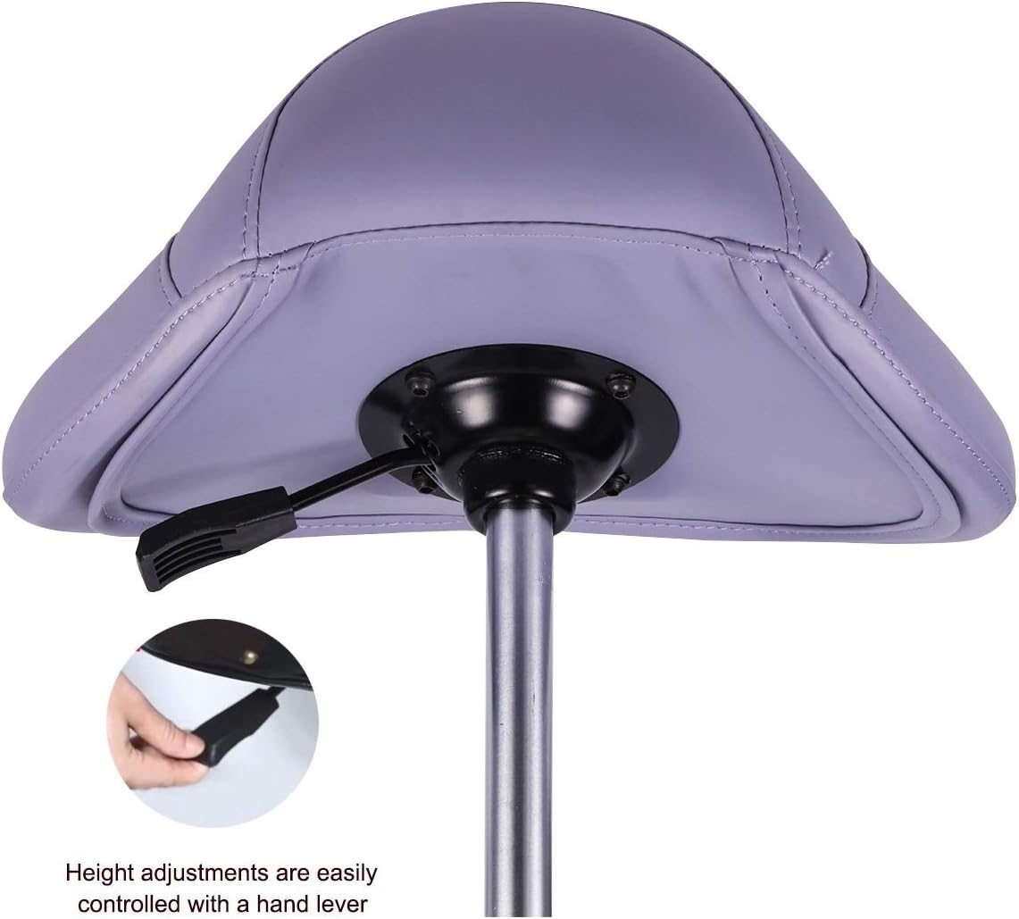 Kaleurrier Saddle Stool Rolling Swivel Height Adjustable with Wheels,Heavy Duty Anti-Fatigue Stool,Ergonomic Stool Chair for Lab,Clinic,Dentist,Salon,Massage,Office and Home Kitchen (Purple): Furniture & Decor