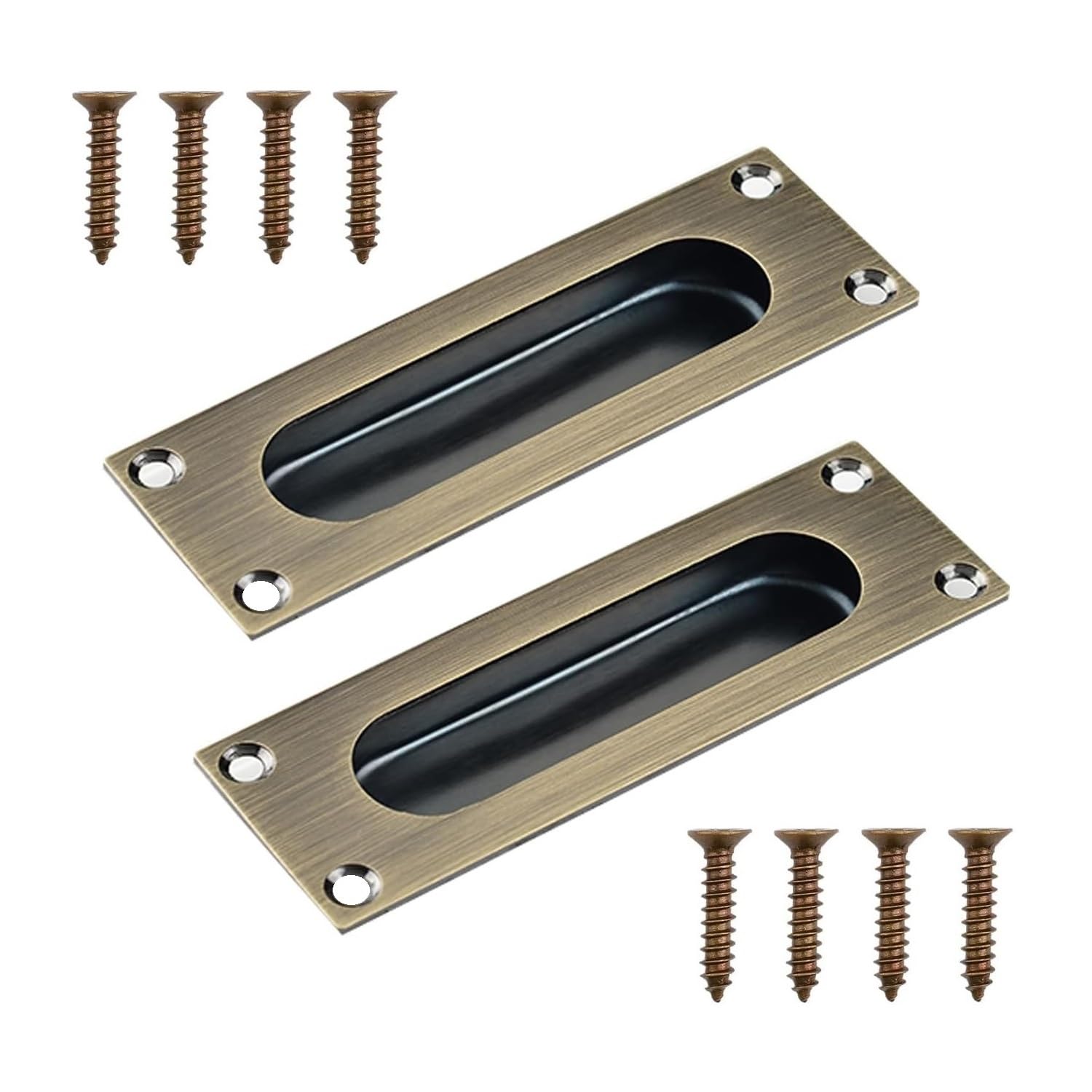 MiJunHD Stainless Steel Cabinet & Furniture Door Pulls 102 * 51mm Silver Rectangle Handles/Pulls for Interior & Closet Doors (2*Bronze 120 * 40mm Rectangle)