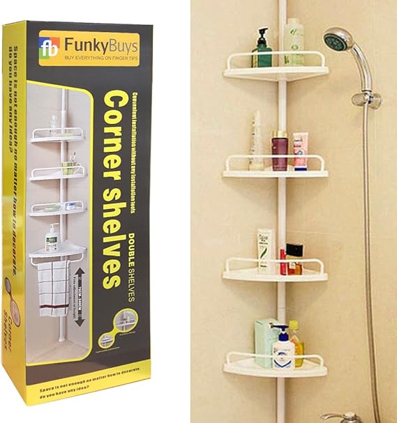 FunkyBuys® Deluxe WHITE 4 Tier Telescopic Adjustable (70cm 248cm