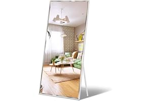 ZBEIVAN Full Length Mirror 65"x23.6" Standing or Wall Hanging, Vertical White Frame HD Rectangle Full Body Tall Big Floor Stand up or Wall Mounted Mirror