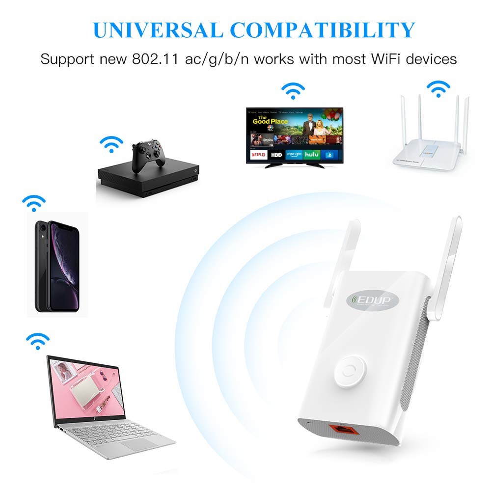 EDUP AC1200 WiFi Range Extender 2.4/5.8GHz Dual Band Wireless Booster