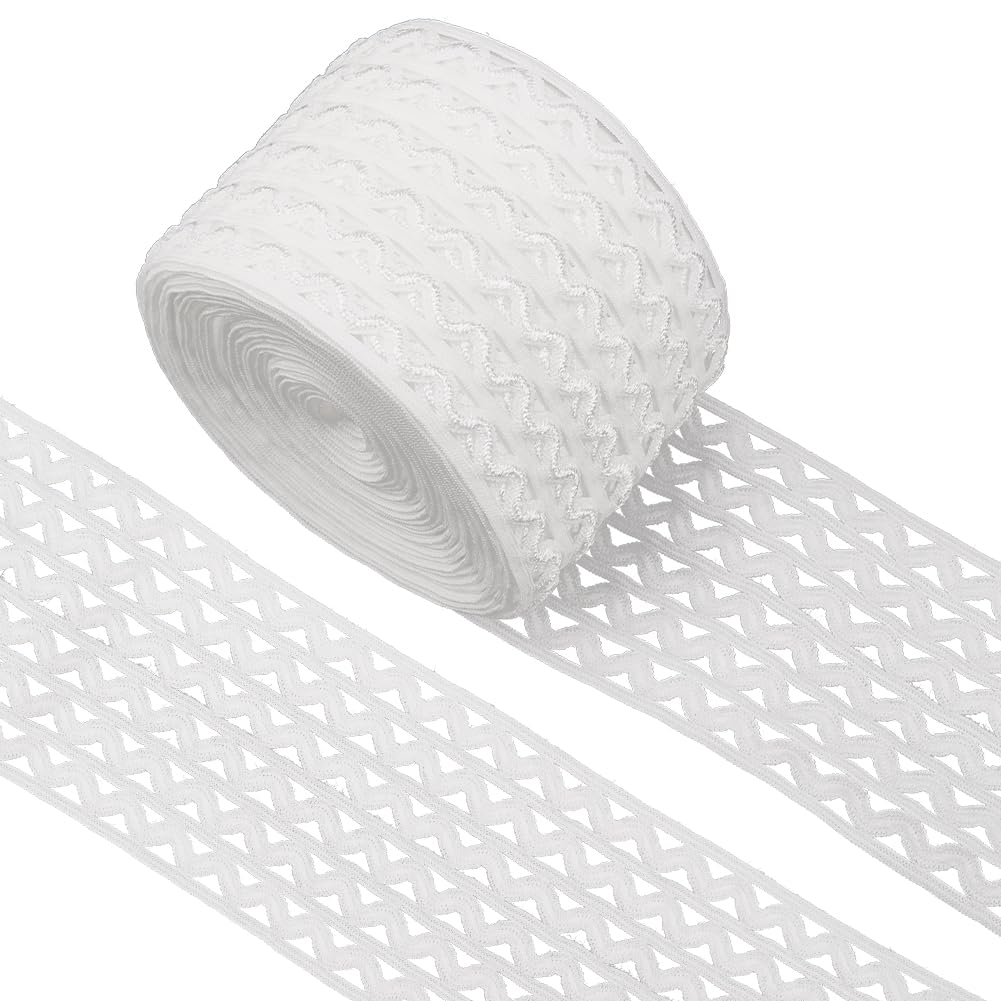 GORGECRAFT 5m 6cm Wide White Wave Elastic Cord Striped Elastic Band Rick Rack Waistband Flat Stretchy Webbing Sewing Knitting Strap Trim Ribbon for DIY Crafts Headband Bags