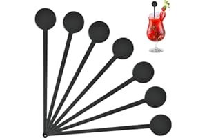 Aemygo 200 Pcs Cocktail Swizzle Sticks, 7.3inch Clear Coffee Stirrers Disposible Plastic Swizzle Sticks for Drink Round Disc Top Drinks Mixing Rod for Coffee Whiskey Beverage