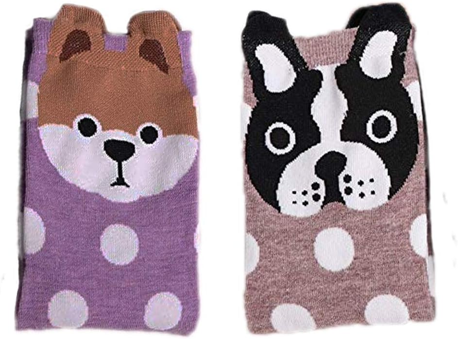 Women Cute Animal Socks Ladies Funky Cartoon Dog Cat Funny Kawaii Socks Girls Novelty Cotton Socks Christmas Stocking, Size 4-10, 2/5 Pairs