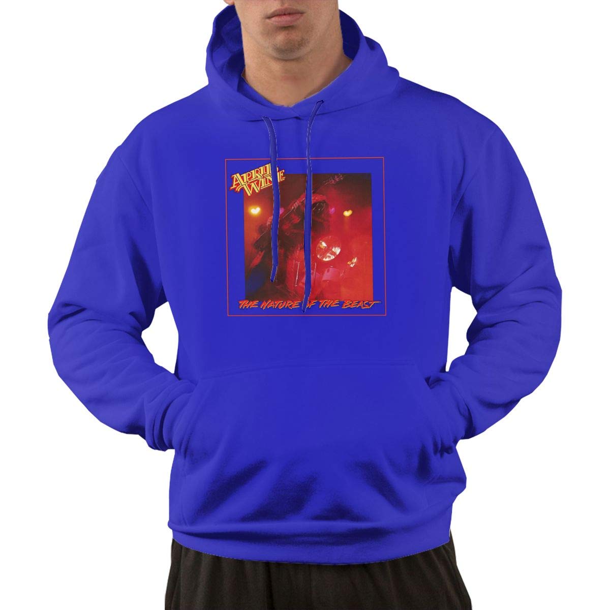 Erman Pullover Casual Blue Print April Wine Music Band Cover Hooded Shirts With Pocket M
