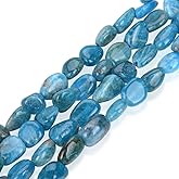 Adabele 15 Inch Natural Blue Apatite Gemstone Loose Beads 6mm to 8mm Free Form Oval Tumbled Pebble Gem Stone Spacer for Jewelry Making GZ11-18