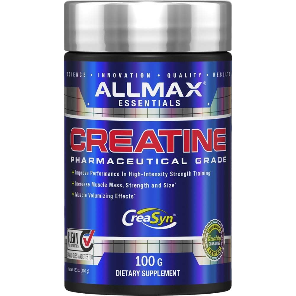 ALLMAX Essentials - Creatine Monohydrate, Micronized Creatine Powder for Strength and Muscle Recovery, Gluten Free & Fast Absorbing 100g - 20 Servings