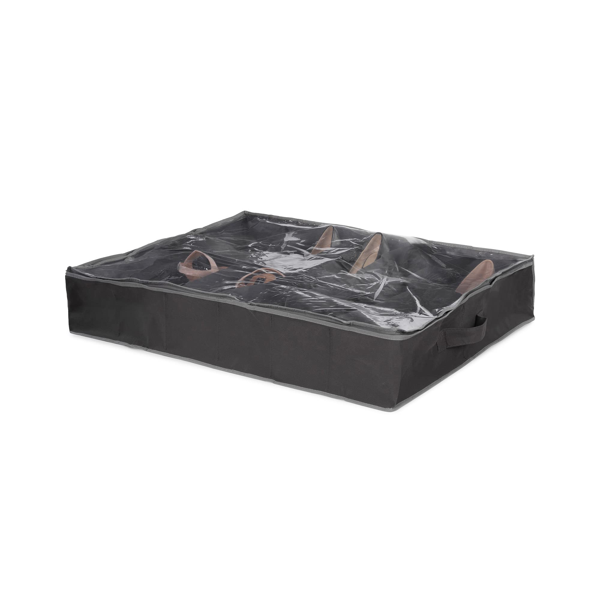 Compactor Novara Dora 12 Compartment Under Bed Shoe Storage Bag, Non Woven Polypropylene and PEVA, 76 x 60 x 15cm, Dark Grey, RAN4481
