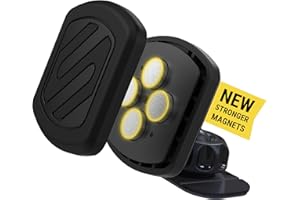 Scosche Magnetic Phone Holder for Car Dashboard with Extra Strong Magnet, Thick Metal Plate & 360° Rotation, Secure Cell Phone Car Mount for Large Phones Compatible with iPhone, Samsung, Not MagSafe