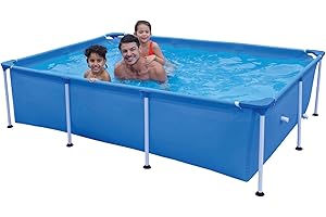 DIMAR GARDEN Above Ground Swimming Pool for Kids Adults, Outdoor Rectangular Steel Frame Swimming Pool for Backyard Lawn Family, 8.5ft x 6ft x 26in