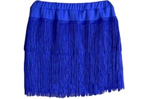 Libaobaoyo Girls Tassel Dance Skirt Latin Ballroom Salsa Rumba Mini Layered Fringe Dancewear