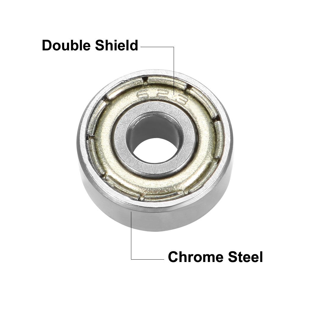 sourcing map 623ZZ Deep Groove Ball Bearing Double Shield 623-2Z 80023, 3mm x 10mm x 4mm Chrome Steel Bearings (Pack of 10) - Image 3
