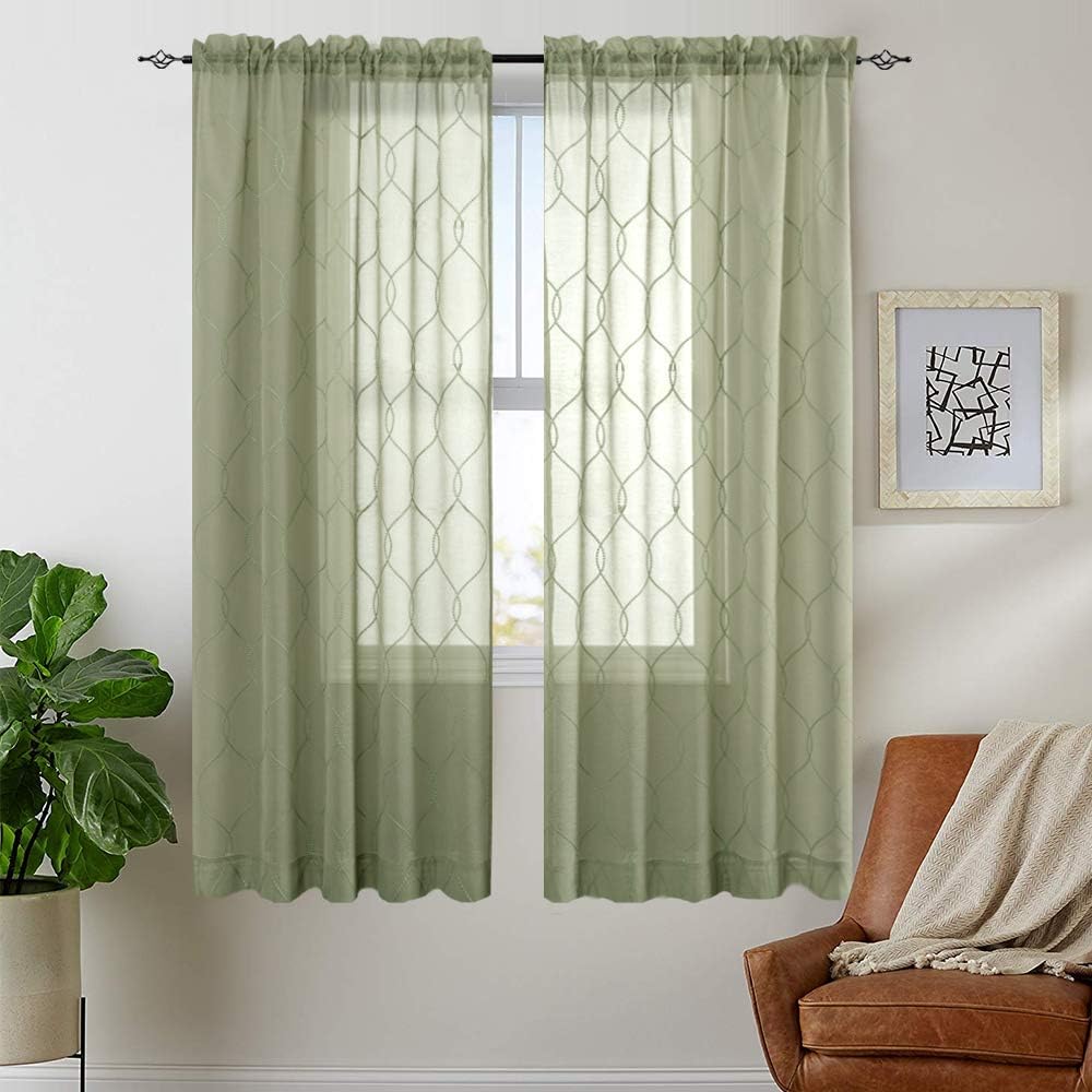 Amazon Com Embroidered Sheer Curtains Bedroom Embroidery Sheer