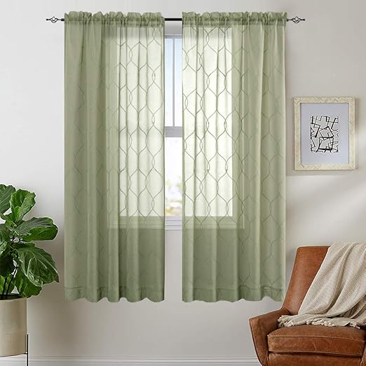 Amazon Com Embroidered Sheer Curtains Bedroom Embroidery Sheer