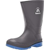 Kamik Kids Stomp Waterproof Rain Boots,Charcoal/Blue,5T