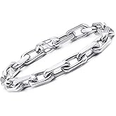 VNOX Link Chain Bracelets for Men - Cool Mens Bracelets Diamond-Cut Paperclip Solid Chain Bracelet Chunky Stainless Steel Jewelry Trendy Gifts