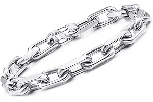VNOX Link Chain Bracelets for Men - Cool Mens Bracelets Diamond-Cut Paperclip Solid Chain Bracelet Chunky Stainless Steel Jewelry Trendy Gifts
