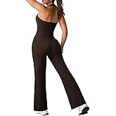 RXRXCOCO Halter Workout Sets for Women 2 Piece Padded Crop Tank Tops Straight Leg Yoga Pants Outfits with Hidden Pocket