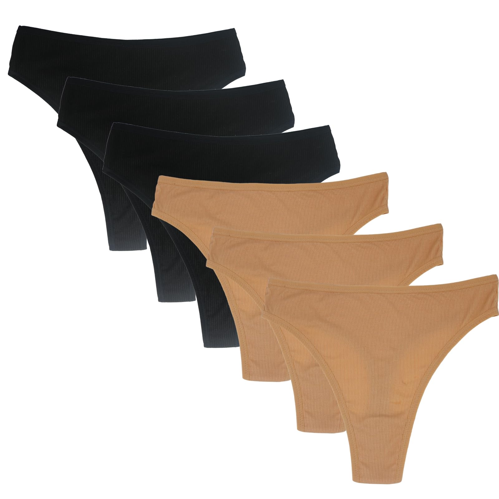 Photo 1 of Amwounu High Waisted Cotton Thongs Underwear For Women Breatchale Soft Underwear Stretch Cotton Panties Size XL Pack Of 6