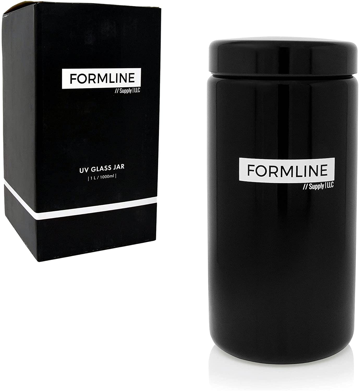 Formline Supply Extra Large 2 oz Airtight Jar - Glass Storage Container Keeps Coffee and Spices Fresh (1 Liter - 1000 ml)