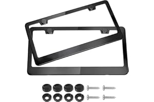 2PCS License Plate Frame Holder, 2 Holes Glossy Stainless Steel License Plate Cover with Mounting Accessories,Durable Rustpro