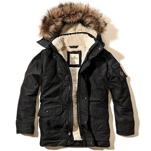 Hollister Men's Coastal Trail Parka Coat, Size S, Black (3323240261