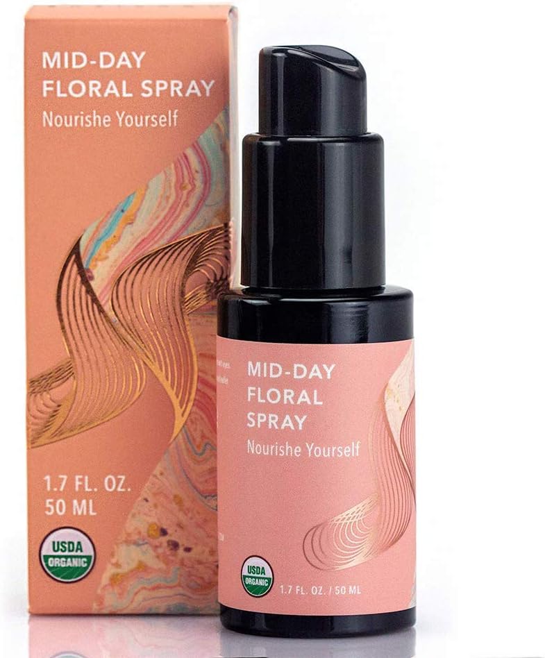 Nourishe Mid-Day Floral Spray, Refreshing Organic Face, Hair, and Body Mist with Rose, Jasmine, and Ylang Ylang Flower (50 ml | 1.7 fl oz)