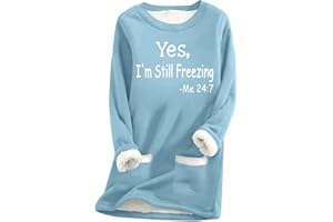 TAPANET Fleece Sweatshirts for Women Winter Warm Sherpa Lined Shirts Fuzzy Pullover Top Soft Crewneck Blouse Thermal Underwear