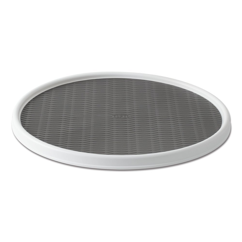 Photo 1 of Copco 18-Inch Lazy Susan Turntable Organizer, Non-Skid Pantry or Cabinet Spinner for Spices, Condiments, and Bottles, Durable White/ Gray Design