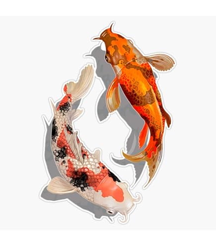 Adesivo Carpa, pesce rosso, giapponese o un disegno in stile cinese