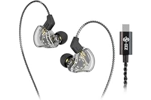 Kinboofi HiFi Wired Headphones CCZ Melody Type-C Earphone, Dynamic Hybrid Dual Driver in Ear Monitor Musicians IEM Upgrade Deep Bass Suitable for Bass Vocals Pop Folk (Melody-Transparent, No MIC)…