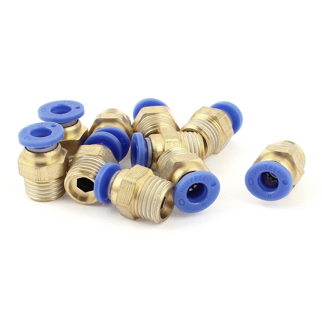 Sourcingmap Air Line Hose 13mm Male Thread 6mm Tube Quick Coupler Fittings 10pcs