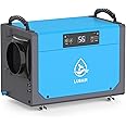 LUBAIR 113 Pints Commercial Dehumidifiers for Basement,Crawl Space Dehumidifier with Drain Hose, Industrial Large Room,Remote Control,Memory Restart,Grow house,Whole House,Auto Defrose, blue
