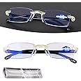 Color Glint Sapphire High Hardness Anti-blue Progressive Far And Near Dual-Use Reading Glasses