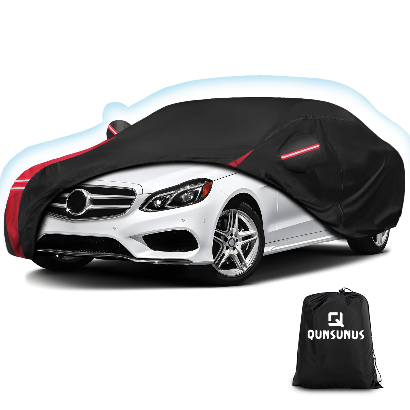 Photo 1 of QUNSUNUS 6 Layer Car Cover for Mercedes Benz E-Class Sedan 2006-2024 Waterproof All Weather 210D Windproof for Mercedes Benz E 350 Car Cover Hail Protection with Zipper