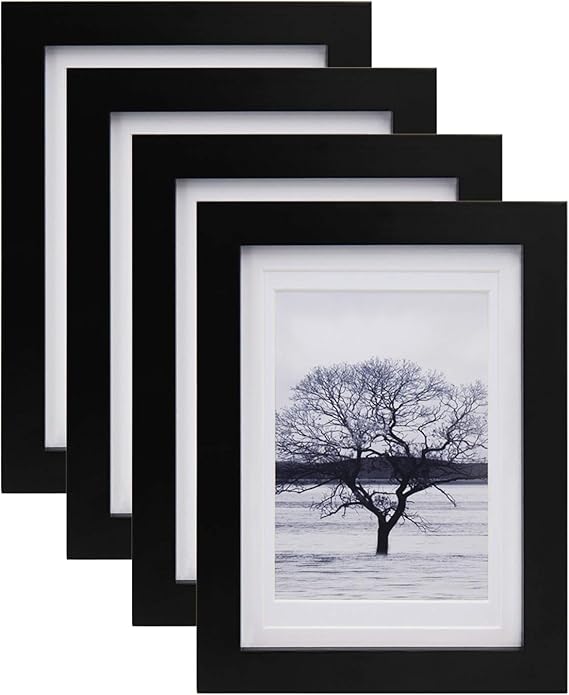 Egofine 5x7 Picture Frames 4 PCS Made of Solid Wood HD Plexiglass for
