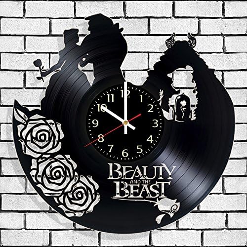 Beauty and the beast wall clock, vinyl record wall clock The beauty and the beast, Beauty and the beast wall poster, qnique modern design gift for beauty and the beast fans