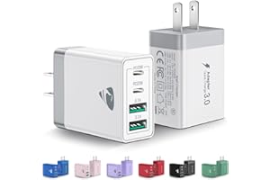 AIMINU [2-Pack] USB C Wall Charger, 40W Fast USB C Charger Block, 4-Port PD Power Adapter + QC Wall Plug Multiport Type C Charging Block Cube Compatible with iPhone 16 15 14 13 12 11 Pro Max XR XS 8, Samsung
