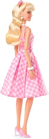 Barbie The Movie Doll Margot Robbie Pink Gingham Dress Daisy Necklace HPJ96 view 6