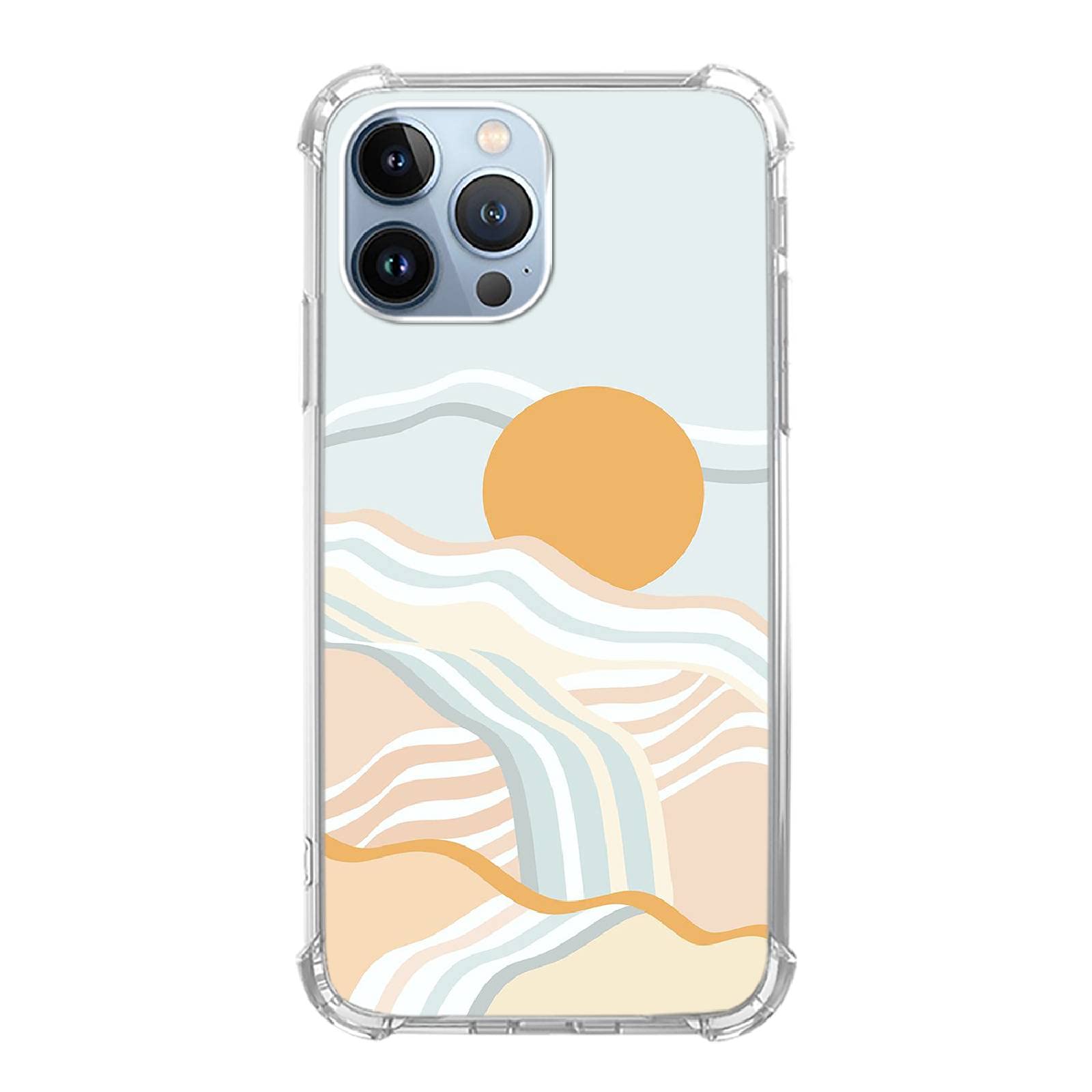 Photo 1 of Retro Rainbow Summer Waves Phone Case Compatible with iPhone 14 Pro Max,Retro Aesthetic Sunrise Case for iPhone 14 Pro Max,Unique Trendy TPU Bumper Protective Cover Case