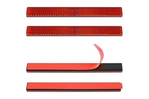 evermotor 4 PCS Stick-on Rectangular Red Safety Reflectors: 6.53 Inch Reflective Strips Motorcycle Stickers for Mailbox, Golf Cart, Trailer, Driveway, Door, Moped