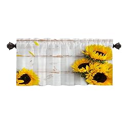Batmerry White Yellow Sunflower Kitchen Valances