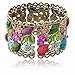 VTG Flower Bronze Resin CZ Rhinestone Drop Hollowed Bracelet Bangle