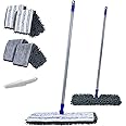 MASTERTOP Two-Sided Dust Mop Floor Cleaning System - 360 Microfiber, Wet/Dry, Flat Flip Mop for Hardwood, Laminate, Vinyl, Tiles, 4 Washable Soft Refills