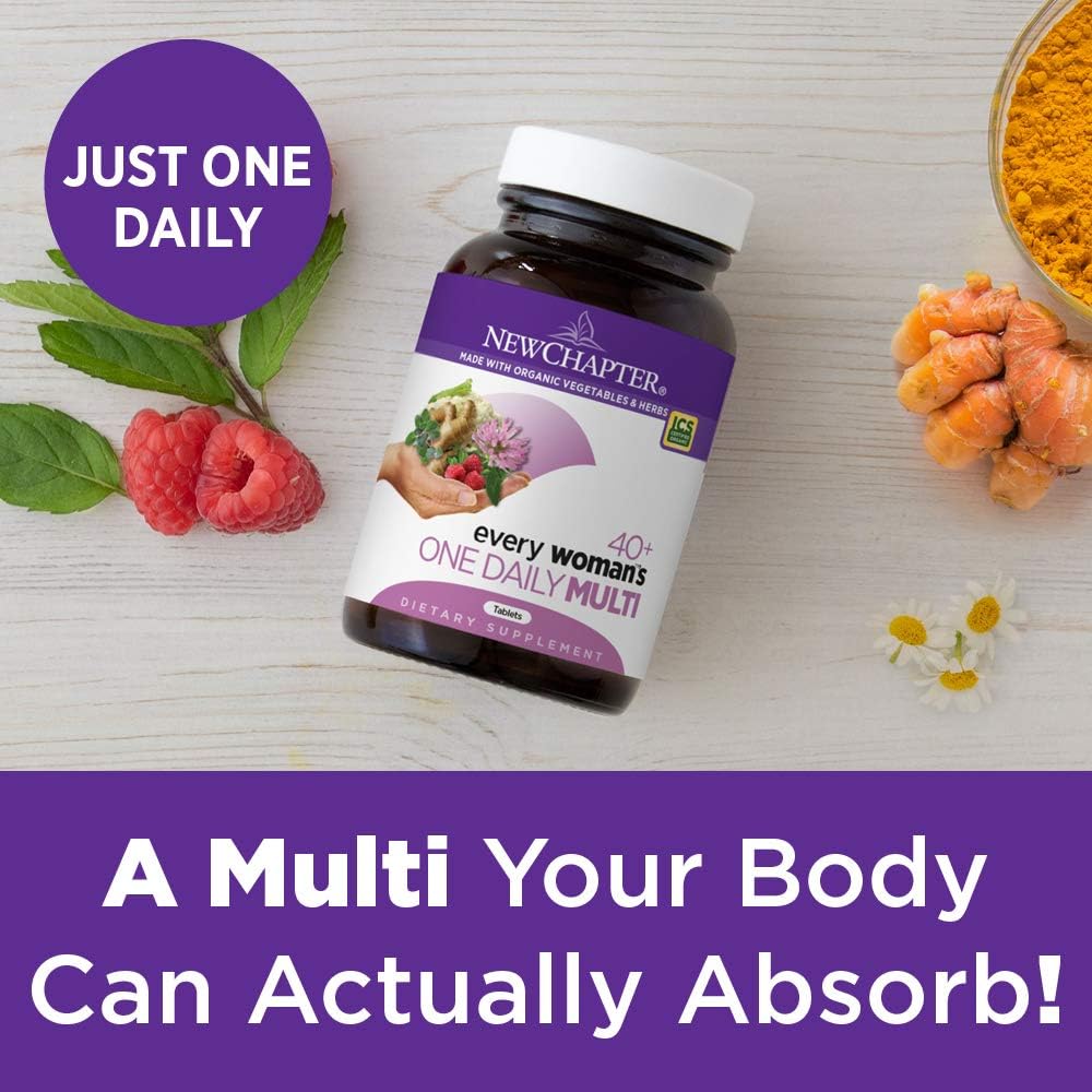 New Chapter Women's Multivitamin, Every Woman's One Daily 40+, Fermented with Probiotics + Vitamin D3 + B Vitamins + Organic Non-GMO Ingredients - 72 ct: Health & Personal Care