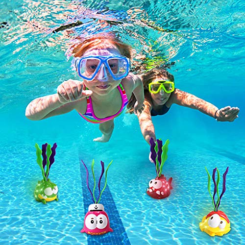 JOYIN Lightup Diving Pool Toys Set, 6 Packs of Diving Toy Animals