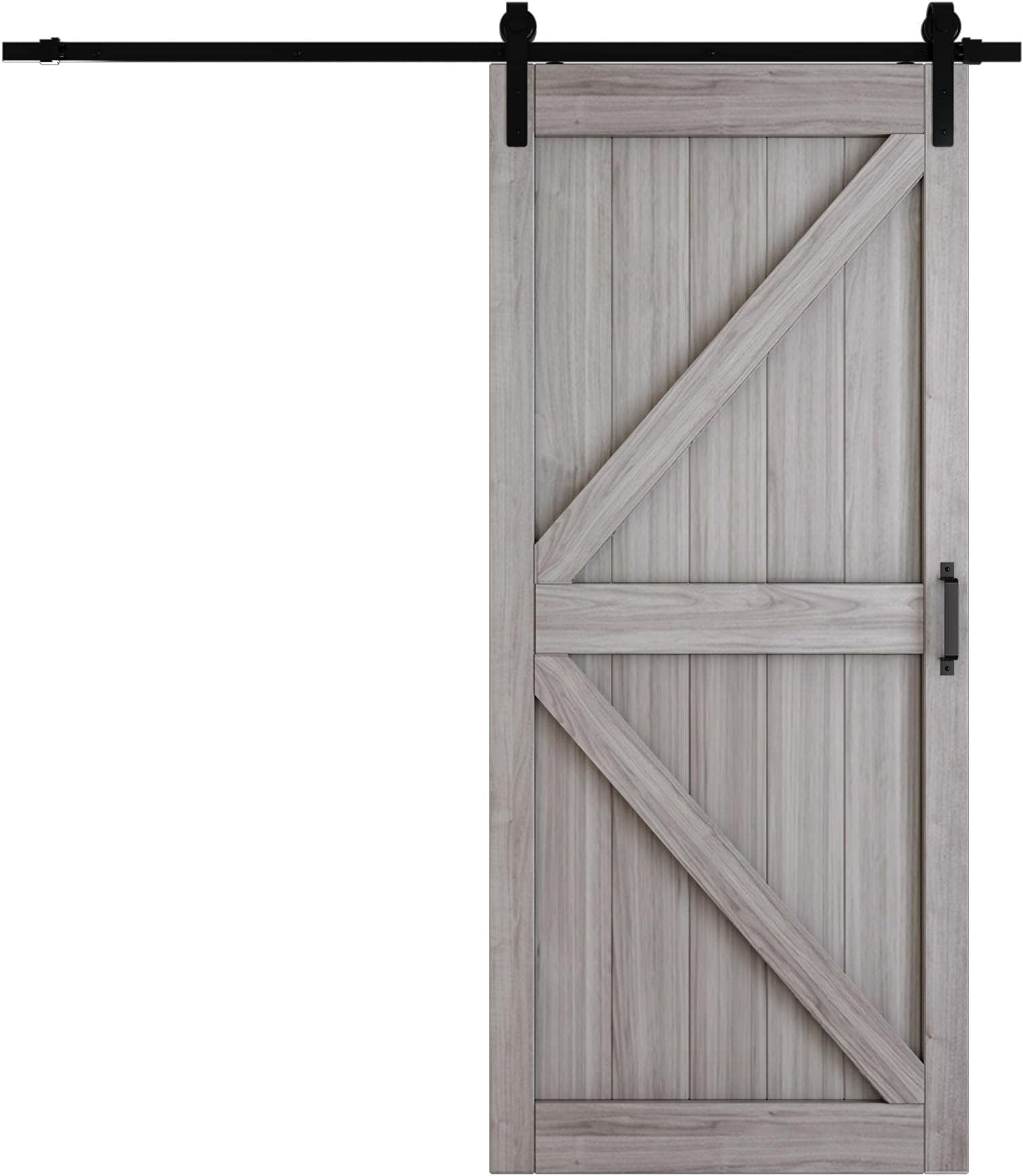 TENONER Sliding Barn Door, 36 inches x 84 inches,Grey, K-Frame,DIY Sliding Barn Door, with Barn Door Hardware Kit