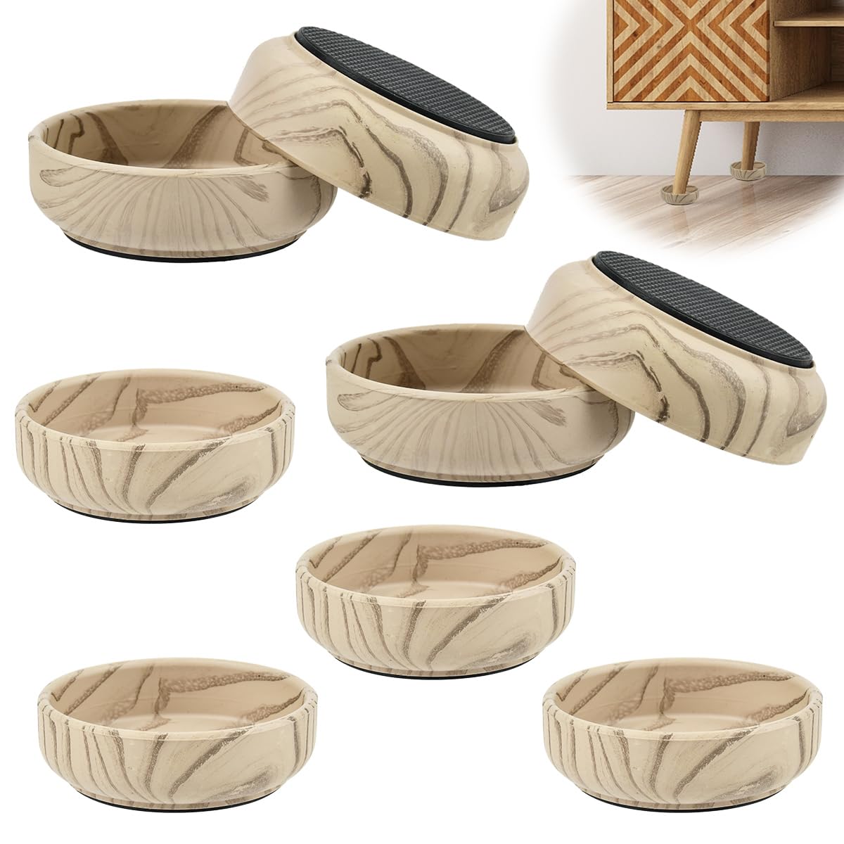 EMNIMQ 8x Rubber Base Castor Cups, Furniture Cups for Wooden Floors, Sofa Coasters,Furniture Floor Protectors for Wooden Floors and Carpets, Chair & Sofa Legs,Table Feet, Bed