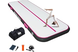 BEYOND MARINA Air Gymnastics Tumble Track 4/8 inches Thickness Inflatable Tumbling 10ft/13ft/16ft/20ft Air Mats for Home Use Training/Cheerleading/Yoga/Water with Electric Pump