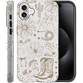 Compatible with iPhone 16, Anti-Scratch Frosted Case Cover,Cowgirl Western Aesthetic Cowboy Brown
